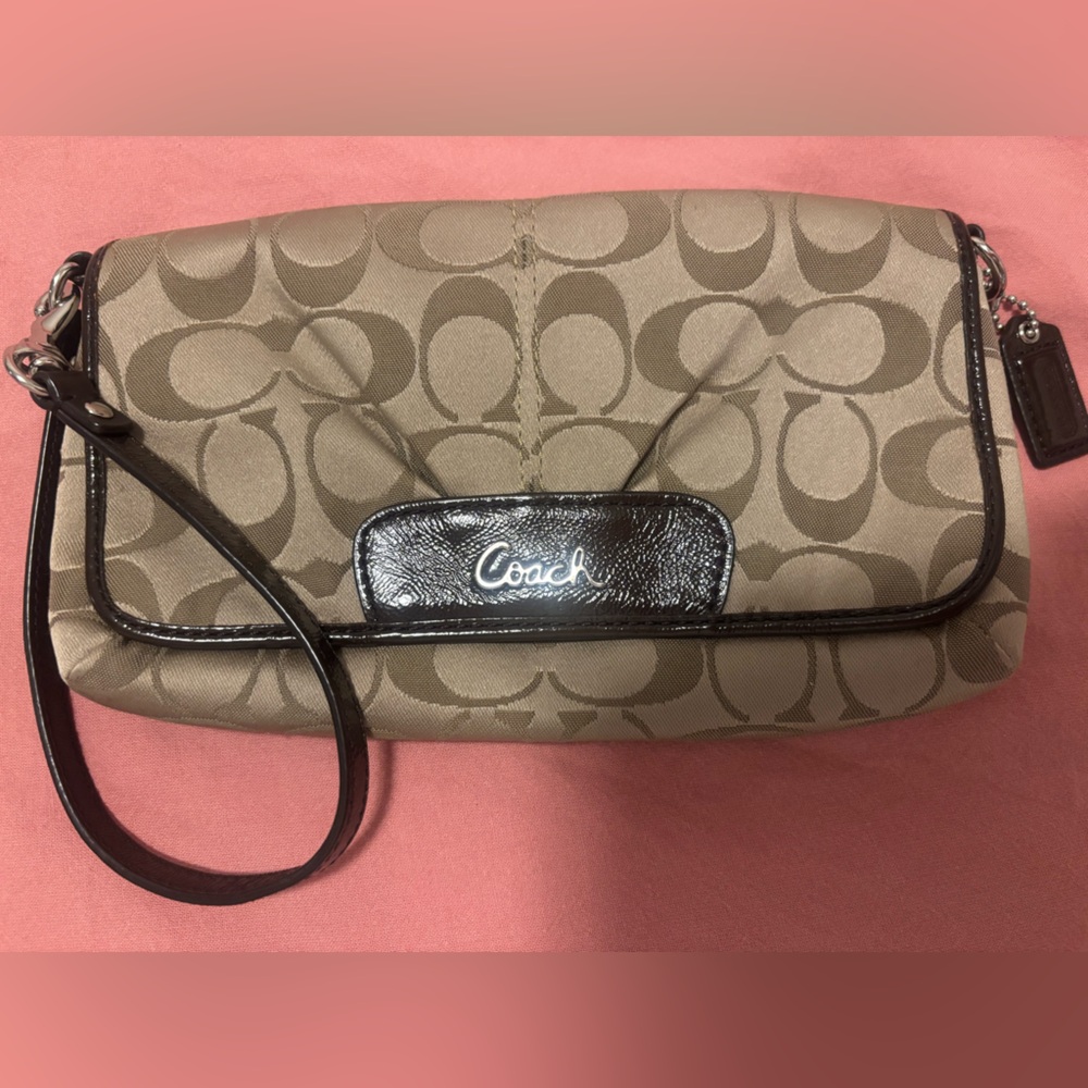 Coach Brown Signature Wristlet